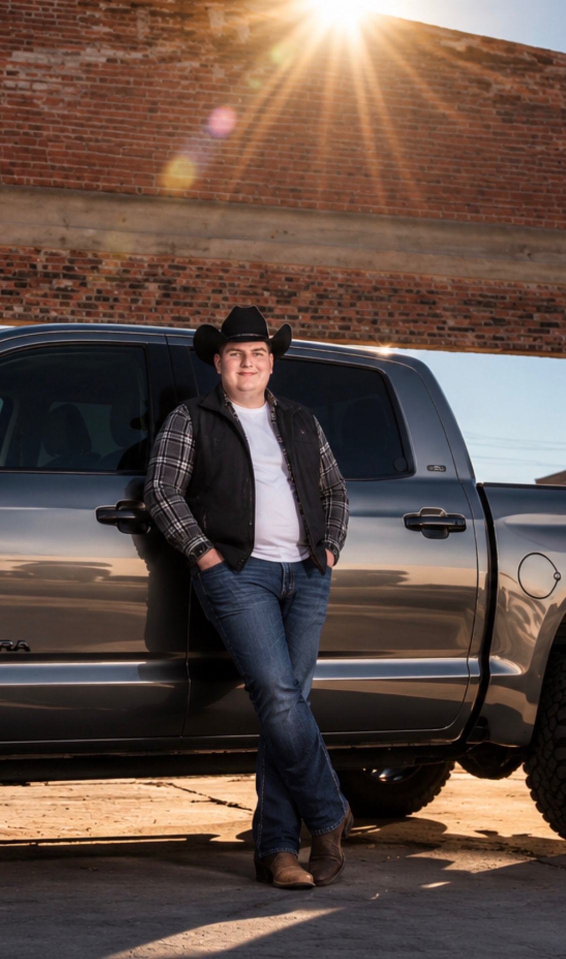 Xavier Bender, owner and installer at 918Wraps, leaning against a wrapped gray truck
